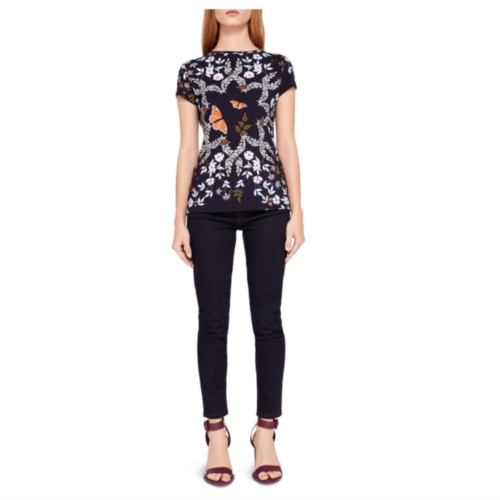 Ted Baker Pepa Navy Blue Short Sleeve Floral Shirt - Picture 4 of 14